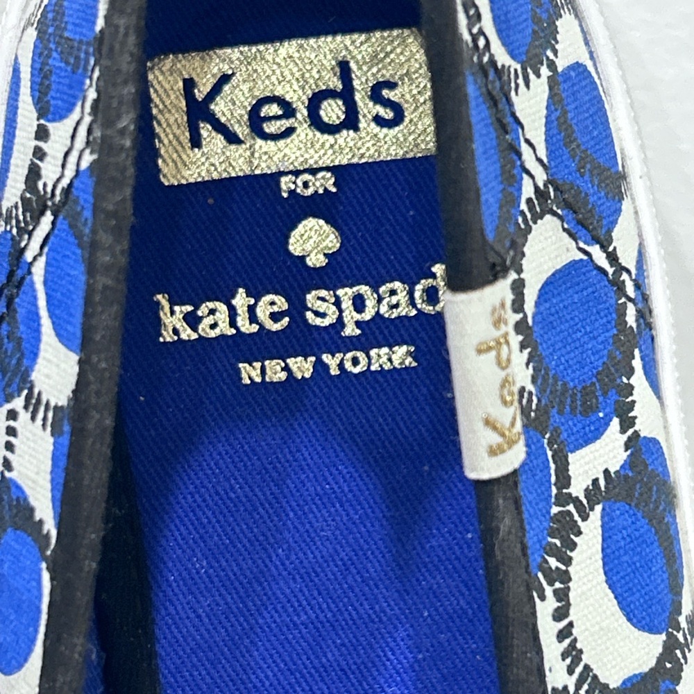 Keds‎ x Kate Spade New York Slip-on Sneaker Blue and White Circle Print Size 8 - Picture 8 of 12